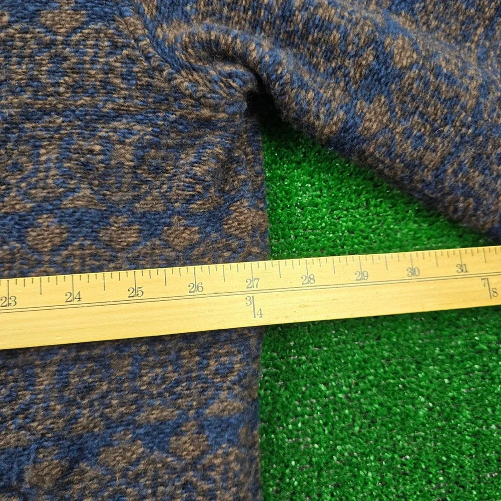 J Crew Sweater Mens 2XL Geometric‎ Wool Blend Fleece 1/4 Snap Collar Pullover
